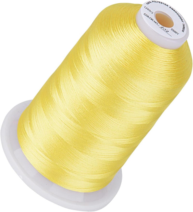 simthread 5500Yds Embroidery Thread, 5000M High-Yardage 40WT 100% Polyester Thread – 170+ Vivid Colors, High-Speed Rated – Compatible with Brother, Singer, Janome & More - Lemon Yellow 202 - Image 1